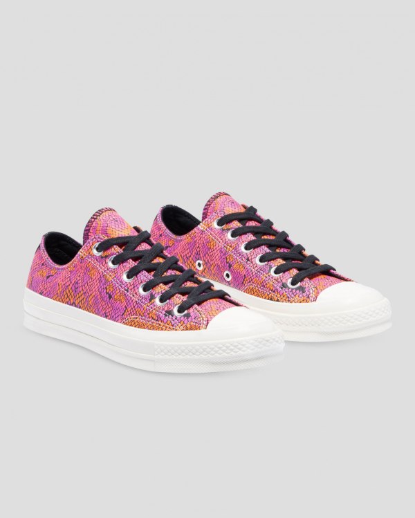 Converse Chuck 70 Leather Printed Pink Orange Sko Danmark - Converse Lave Sneakers Dame - 43827ZJTA